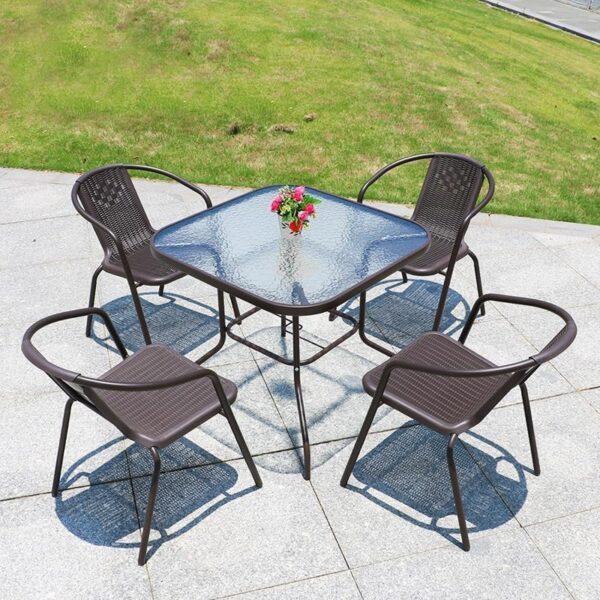 Emirates Living Garden Dining Set 5 Piece Outdoor Furniture Patio Dining Table and Chair Balcony Dinner Table Dinner Chair Poly Rattan Anthracite & Grey - Image 5