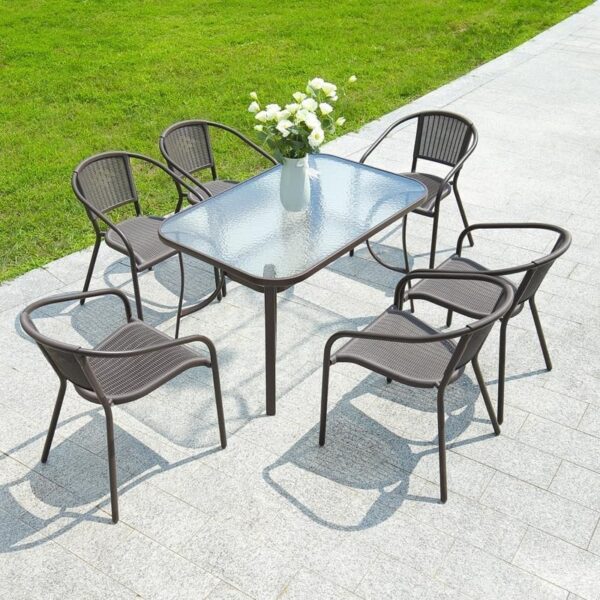 Emirates Living Garden Dining Set 7 Piece Outdoor Furniture Patio Dining Table and Chair Balcony Dinner Table Dinner Chair Poly Rattan Anthracite & Grey - Image 7