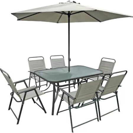 Emirates Living Patio Furniture Set (8 Pieces), Outdoor Patio Conversation Textilene Bistro Set Modern Porch Lawn Chairs and Wicker Chairs for Garden Balcony Backyard Yard Poolside