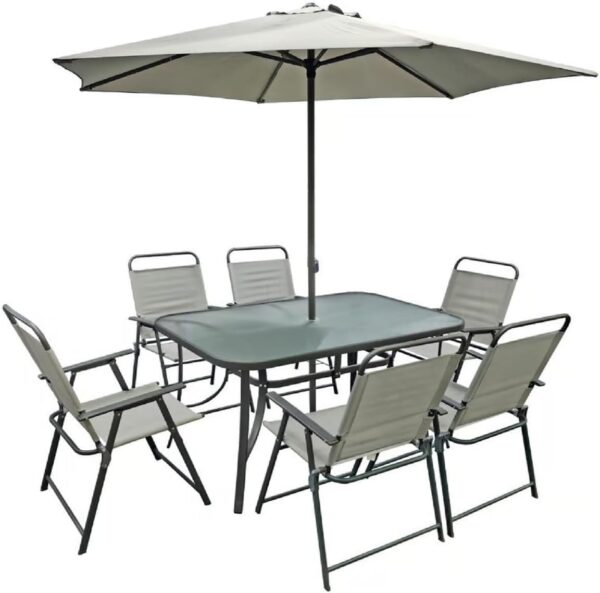 Emirates Living Patio Furniture Set (8 Pieces), Outdoor Patio Conversation Textilene Bistro Set Modern Porch Lawn Chairs and Wicker Chairs for Garden Balcony Backyard Yard Poolside