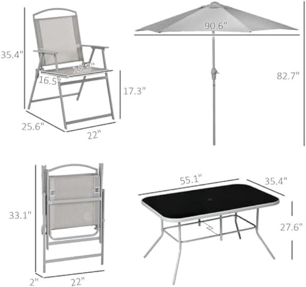 Emirates Living Patio Furniture Set (8 Pieces), Outdoor Patio Conversation Textilene Bistro Set Modern Porch Lawn Chairs and Wicker Chairs for Garden Balcony Backyard Yard Poolside - Image 3