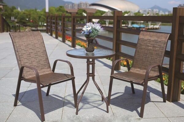 Emirates Living Outdoor Patio Bistro Set – 2 Wicker Chairs & Round Table – Perfectly Crafted for Small Spaces, Cozy Outdoor Dining, and Stylish Relaxation