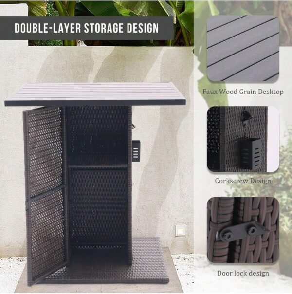 Emirates Living 5-Piece Rattan Patio Bar Set – Outdoor Wicker Furniture with Storage Shelf, Dining Table - Image 4