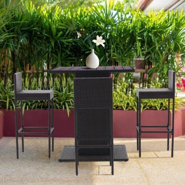 Emirates Living 5-Piece Rattan Patio Bar Set – Outdoor Wicker Furniture with Storage Shelf, Dining Table - Image 8
