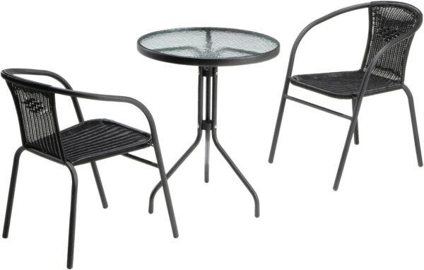 Emirates Living Garden Dining Set 3 Piece (2 Chair and 1 Table) Outdoor Furniture Patio Dining Table and Chair Balcony Dinner Table Dinner Chair Poly Rattan Anthracite & BLACK - Image 5