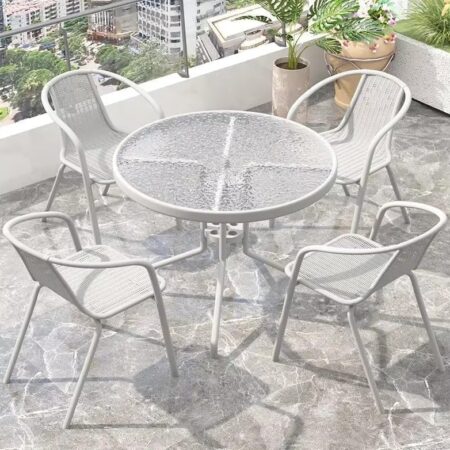 Emirates Living Garden Dining Set 5 Piece (4 Chair and 1 Table) Outdoor Furniture Patio Dining Table and Chair Balcony Dinner Table Dinner Chair Poly Rattan Anthracite