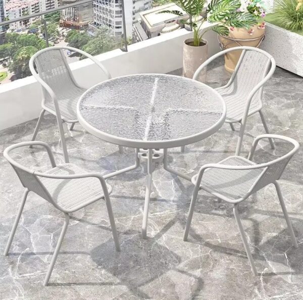 Emirates Living Garden Dining Set 5 Piece (4 Chair and 1 Table) Outdoor Furniture Patio Dining Table and Chair Balcony Dinner Table Dinner Chair Poly Rattan Anthracite