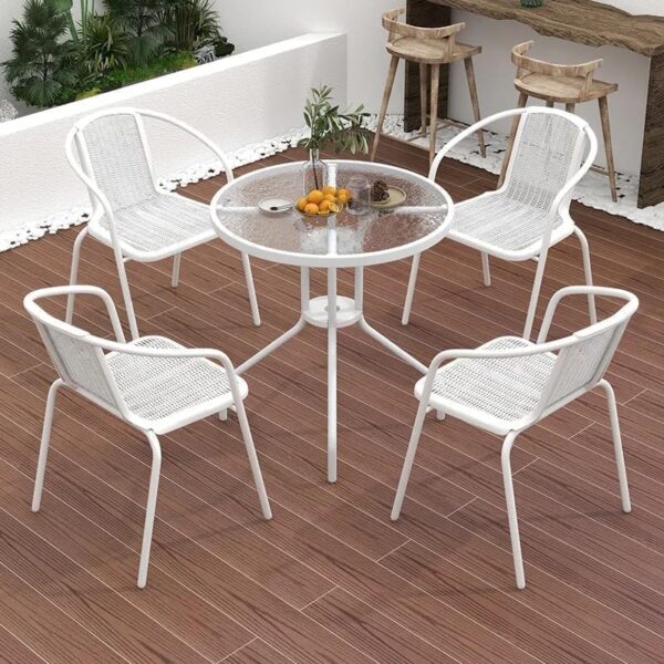 Emirates Living Garden Dining Set 5 Piece (4 Chair and 1 Table) Outdoor Furniture Patio Dining Table and Chair Balcony Dinner Table Dinner Chair Poly Rattan Anthracite - Image 3