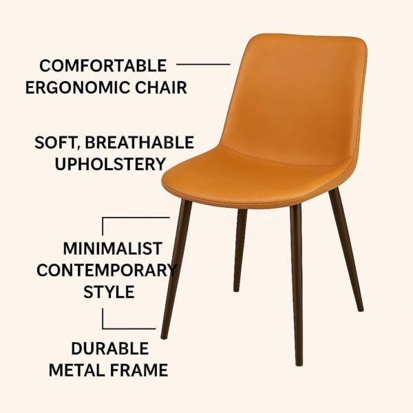 Emirates Living 4-Seater Ceramic Dining Set | Rectangular Table with Metal Legs & 4 Cushioned Chairs | Scratch-Resistant, Easy-to-Clean, Compact Dining Furniture for Homes & Apartments - Image 13