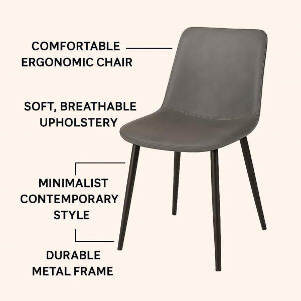 Emirates Living 4-Seater Ceramic Dining Set | Rectangular Table with Metal Legs & 4 Cushioned Chairs | Scratch-Resistant, Easy-to-Clean, Compact Dining Furniture for Homes & Apartments - Image 7