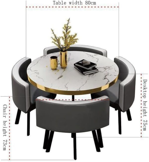 Emirates Living 5 Piece Round Dining Table Set for 4,Wooden Small Dining Table Set,1 Table and 4 Chairs Living Room Furniture Set,with 4 Upholstered Chairs,Dining Set (BLACK) - Image 2