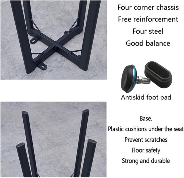 Emirates Living 5 Piece Round Dining Table Set for 4,Wooden Small Dining Table Set,1 Table and 4 Chairs Living Room Furniture Set,with 4 Upholstered Chairs,Dining Set (BLACK) - Image 3