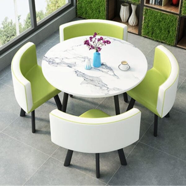 Emirates Living 5 Piece Round Dining Table Set for 4,Wooden Small Dining Table Set,1 Table and 4 Chairs Living Room Furniture Set,with 4 Upholstered Chairs,Dining Set (BLACK) - Image 19