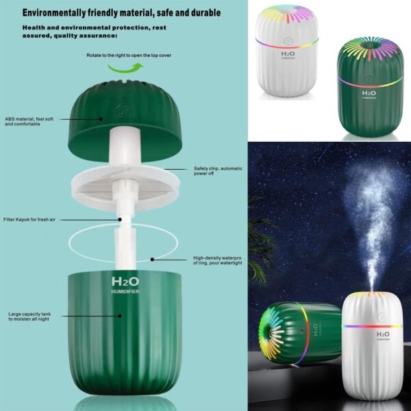 Emirates Living Humidifiers for Bedroom Baby Room with Night Light, Cool Mist Humidifier for Home,(EJ-21382) Office & Plant, Auto-Off,Quiet Operation with 360° Rotation Filter Sponge - Image 6