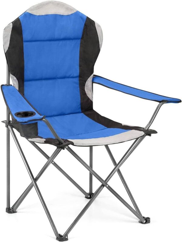 Emirates Living Folding Camping Chairs Heavy Duty Luxury Padded with Cup Holder High1 Chair (BLACK & BLUE)