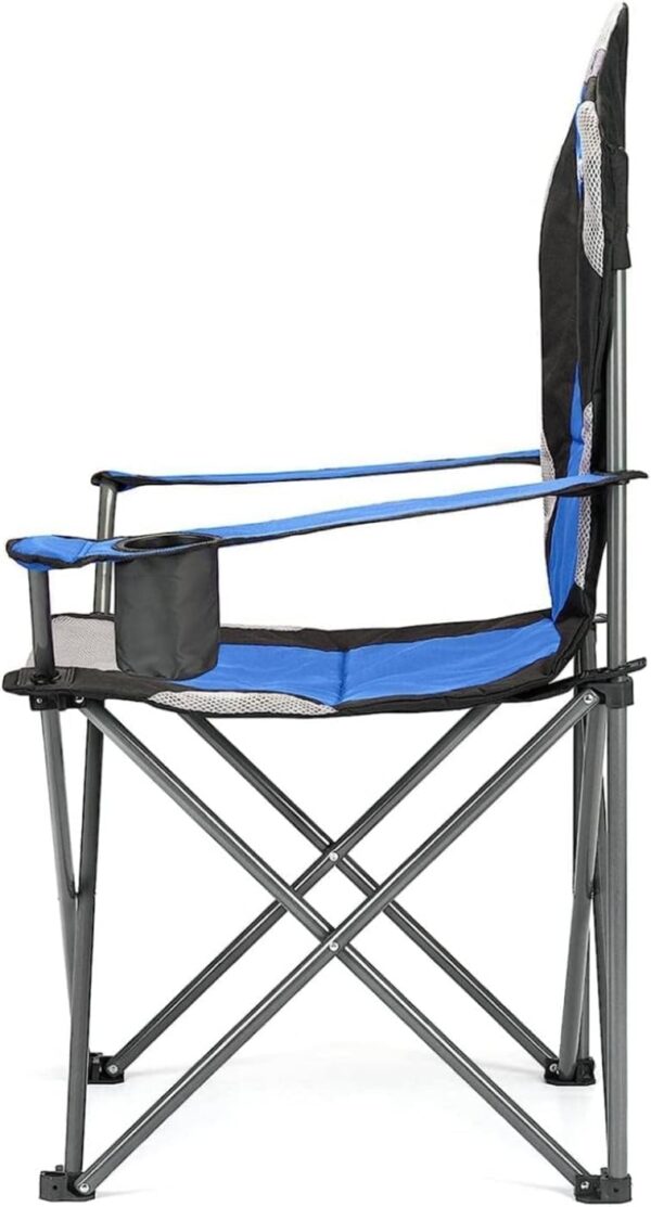 Emirates Living Folding Camping Chairs Heavy Duty Luxury Padded with Cup Holder High1 Chair (BLACK & BLUE) - Image 5