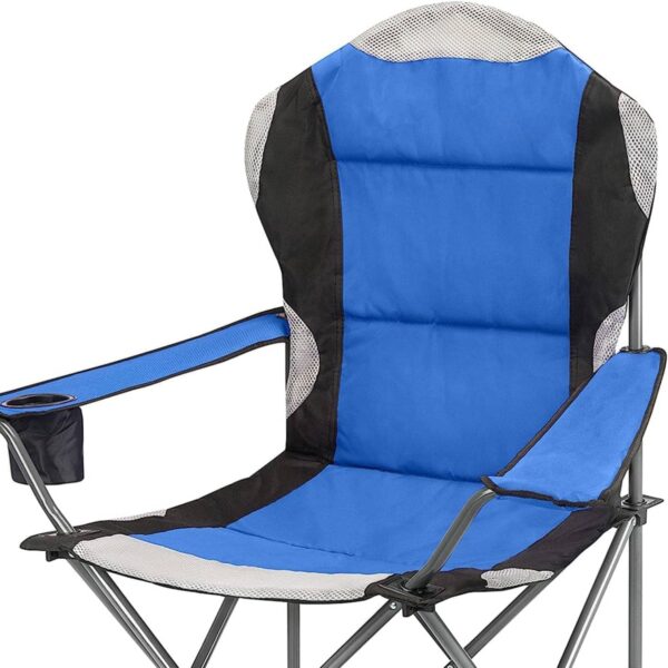 Emirates Living Folding Camping Chairs Heavy Duty Luxury Padded with Cup Holder High1 Chair (BLACK & BLUE) - Image 7