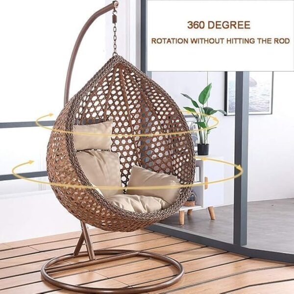 Emirates Living Outdoor Nordic Hanging Swing Chair – Comfortable Wicker Basket Chair for Adults, Bird's Nest Design for Balcony, Terrace, Garden, Patio & Indoor Leisure Use (BROWN) - Image 5