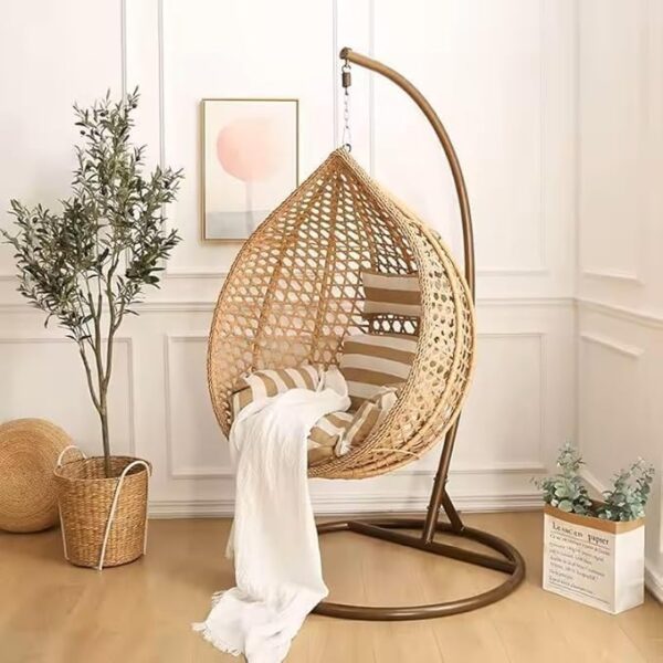 Emirates Living Outdoor Nordic Hanging Swing Chair – Comfortable Wicker Basket Chair for Adults, Bird's Nest Design for Balcony, Terrace, Garden, Patio & Indoor Leisure Use (BROWN) - Image 6