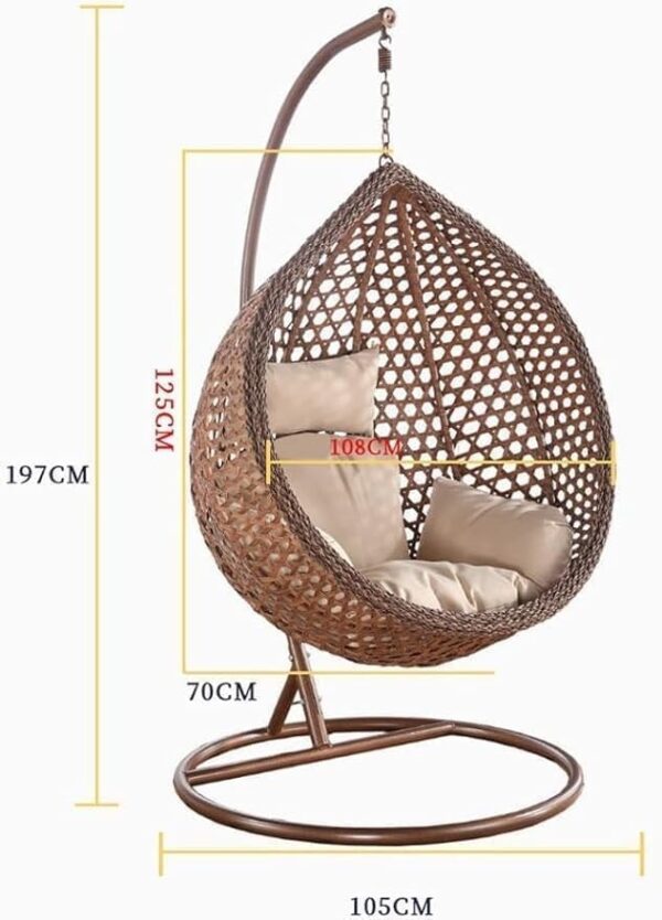 Emirates Living Outdoor Nordic Hanging Swing Chair – Comfortable Wicker Basket Chair for Adults, Bird's Nest Design for Balcony, Terrace, Garden, Patio & Indoor Leisure Use (BEIGE) - Image 5