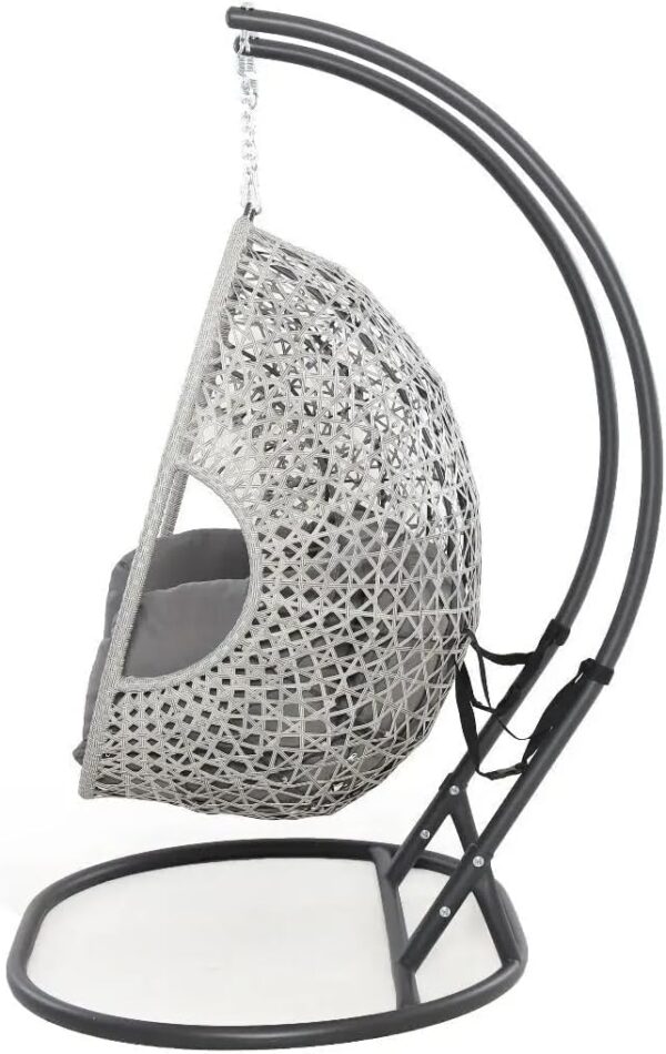 EMIRATES LIVING 2 Persons Rattan Swing Seat Furniture Outdoor Chair, Garden Patio Swing Chair Comfortable Balcony Hanging Basket Wicker (GRAY) - Image 4