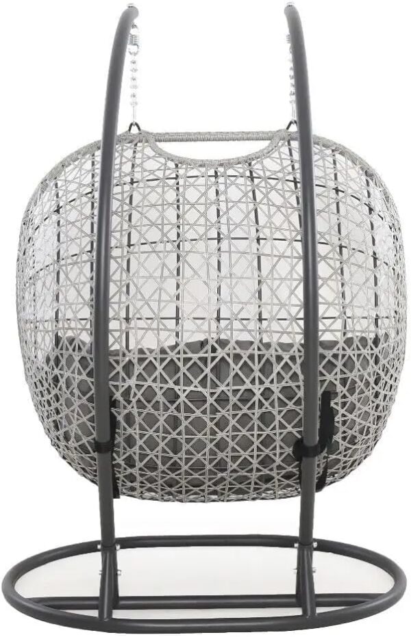 EMIRATES LIVING 2 Persons Rattan Swing Seat Furniture Outdoor Chair, Garden Patio Swing Chair Comfortable Balcony Hanging Basket Wicker (GRAY) - Image 3