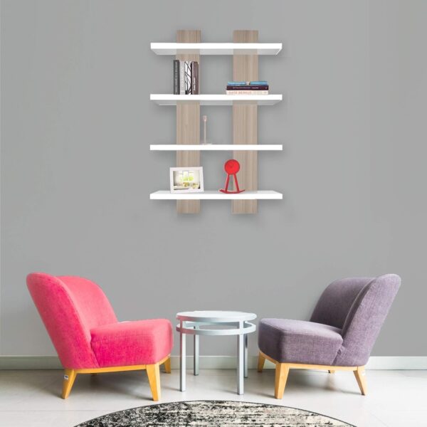 Emirates Living Shelf 50 x 17 x 80 cm (Bianco, Noce) - Image 7