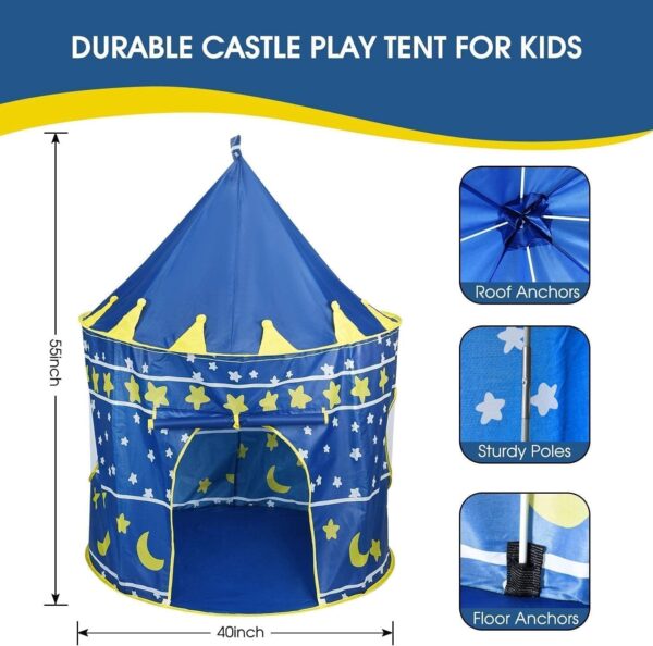 Emirates Living Princess Castle Play Tent Conveniently Folds in To Carrying Case, This Foldable Pop Up Play Tent/House Toy for Indoor & Outdoor Use (BLUE) - Image 2