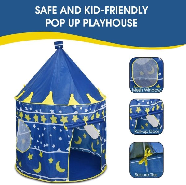 Emirates Living Princess Castle Play Tent Conveniently Folds in To Carrying Case, This Foldable Pop Up Play Tent/House Toy for Indoor & Outdoor Use (BLUE) - Image 4