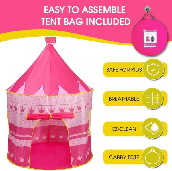 Emirates Living Princess Castle Play Tent Conveniently Folds in To Carrying Case, This Foldable Pop Up Play Tent/House Toy for Indoor & Outdoor Use (BLUE) - Image 10