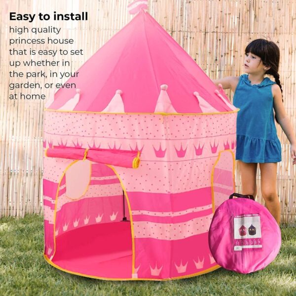 Emirates Living Princess Castle Play Tent Conveniently Folds in To Carrying Case, This Foldable Pop Up Play Tent/House Toy for Indoor & Outdoor Use (PINK) - Image 3