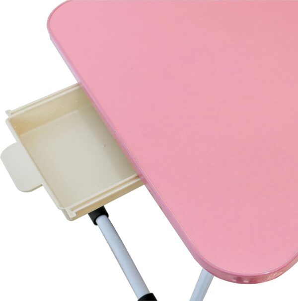 Emirates Living Portable Folding Laptop Desk for Bed，With iPad and Cup Holder Adjustable Lap Tray Notebook Stand, Foldable Non-Slip Legs Reading Table Tray for working (Pink) - Image 5