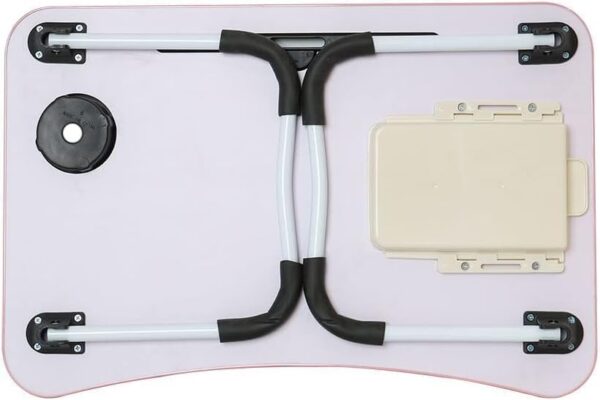 Emirates Living Portable Folding Laptop Desk for Bed，With iPad and Cup Holder Adjustable Lap Tray Notebook Stand, Foldable Non-Slip Legs Reading Table Tray for working (Off White) - Image 12