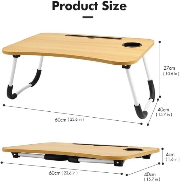 Emirates Living Portable Folding Laptop Desk for Bed，With iPad and Cup Holder Adjustable Lap Tray Notebook Stand, Foldable Non-Slip Legs Reading Table Tray for working (Off White) - Image 15