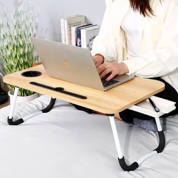 Emirates Living Portable Folding Laptop Desk for Bed，With iPad and Cup Holder Adjustable Lap Tray Notebook Stand, Foldable Non-Slip Legs Reading Table Tray for working (Off White) - Image 17