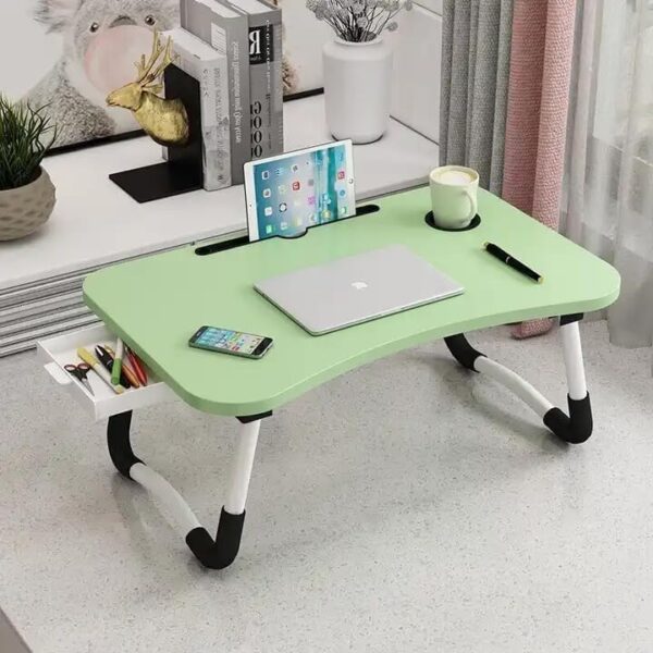 Emirates Living Portable Folding Laptop Desk for Bed，With iPad and Cup Holder Adjustable Lap Tray Notebook Stand, Foldable Non-Slip Legs Reading Table Tray for working (Off White) - Image 20