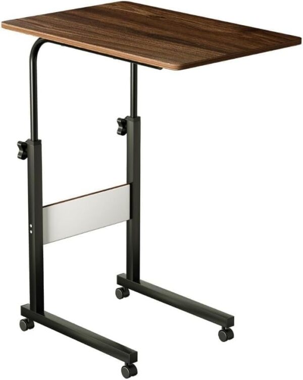 Emirates Living Adjustable Height Hospital Bed Table, Computer Desk With Smooth & Lockable Casters, Medical Bedsid, Works As Laptop Cart, Learning Reading Eating (Brown) - Image 2