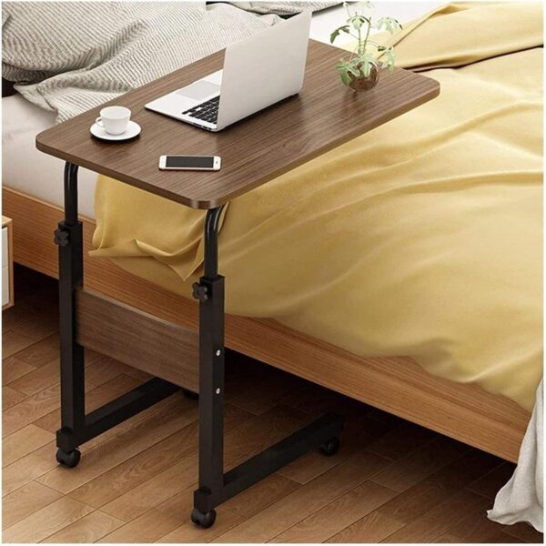 Emirates Living Adjustable Height Hospital Bed Table, Computer Desk With Smooth & Lockable Casters, Medical Bedsid, Works As Laptop Cart, Learning Reading Eating (Brown) - Image 4
