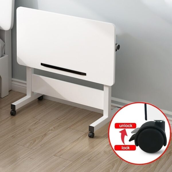 Emirates Living Mobile Standing Desk, Lifted Height Adjustable Bedside Laptop Desk Foldable Multifunctional Side Table Computer Desk for Bedroom Living Room Office Hospital Studio ((Warm White) - Image 4