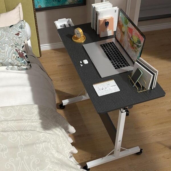 Emirates Living Mobile Standing Desk, Lifted Height Adjustable Bedside Laptop Desk Foldable Multifunctional Side Table Computer Desk for Bedroom Living Room Office Hospital Studio ((Warm White) - Image 9