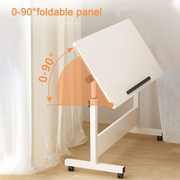Emirates Living Mobile Standing Desk, Lifted Height Adjustable Bedside Laptop Desk Foldable Multifunctional Side Table Computer Desk for Bedroom Living Room Office Hospital Studio (Ancient oak) - Image 12