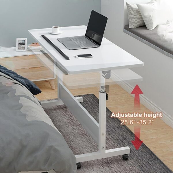 Emirates Living Mobile Standing Desk, Lifted Height Adjustable Bedside Laptop Desk Foldable Multifunctional Side Table Computer Desk for Bedroom Living Room Office Hospital Studio (Ancient oak) - Image 13