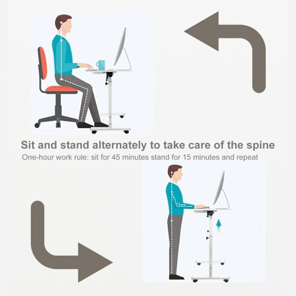 Emirates Living Mobile Standing Desk, Lifted Height Adjustable Bedside Laptop Desk Foldable Multifunctional Side Table Computer Desk for Bedroom Living Room Office Hospital Studio (Ancient oak) - Image 14