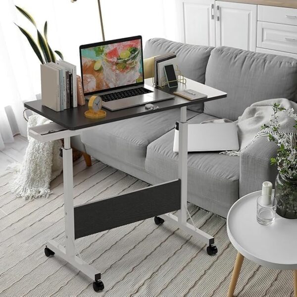 Emirates Living Mobile Standing Desk, Lifted Height Adjustable Bedside Laptop Desk Foldable Multifunctional Side Table Computer Desk for Bedroom Living Room Office Hospital Studio (Ancient oak) - Image 21