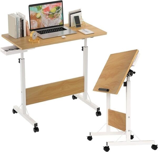 Emirates Living Mobile Standing Desk, Lifted Height Adjustable Bedside Laptop Desk Foldable Multifunctional Side Table Computer Desk for Bedroom Living Room Office Hospital Studio (Black) - Image 19