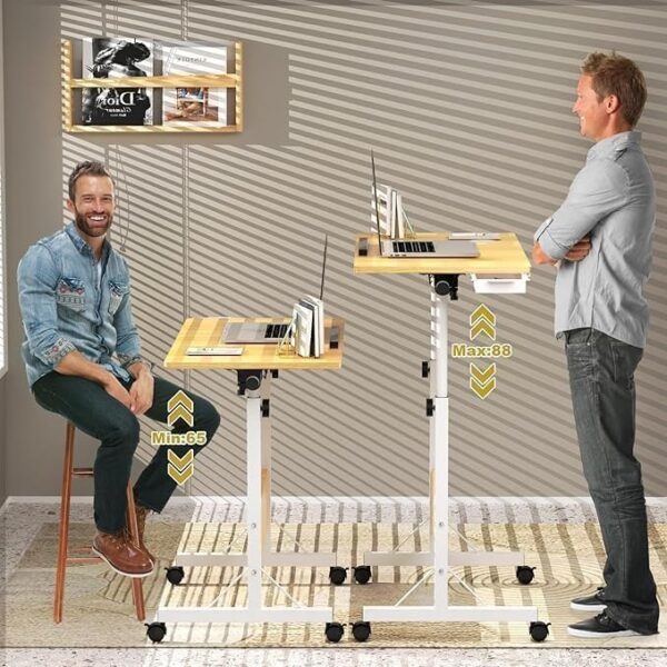 Emirates Living Mobile Standing Desk, Lifted Height Adjustable Bedside Laptop Desk Foldable Multifunctional Side Table Computer Desk for Bedroom Living Room Office Hospital Studio (Black) - Image 22