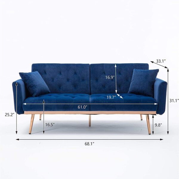 Emirates Living Light Luxury Velvet Convertible Modern Sofa Cum Bed (Grey) - Image 16