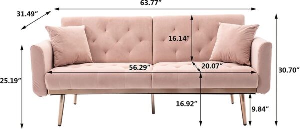 Emirates Living Light Luxury Velvet Convertible Modern Sofa Cum Bed (Grey) - Image 28