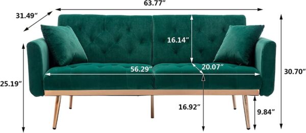 Emirates Living Light Luxury Velvet Convertible Modern Sofa Cum Bed (Black) - Image 10