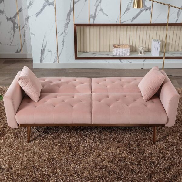 Emirates Living Light Luxury Velvet Convertible Modern Sofa Cum Bed (Black) - Image 22